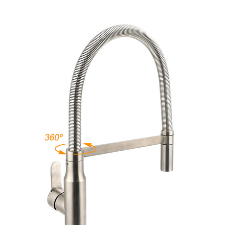 Pull Out Kitchen Mixer Tap, 360 Degree Swivel, Brushed Nickel