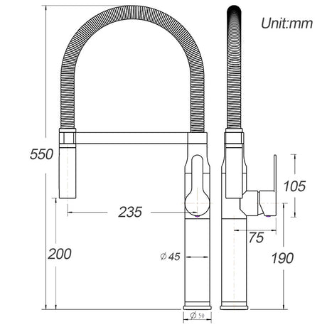 Pull Out Kitchen Mixer Tap, 360 Degree Swivel, Brushed Nickel