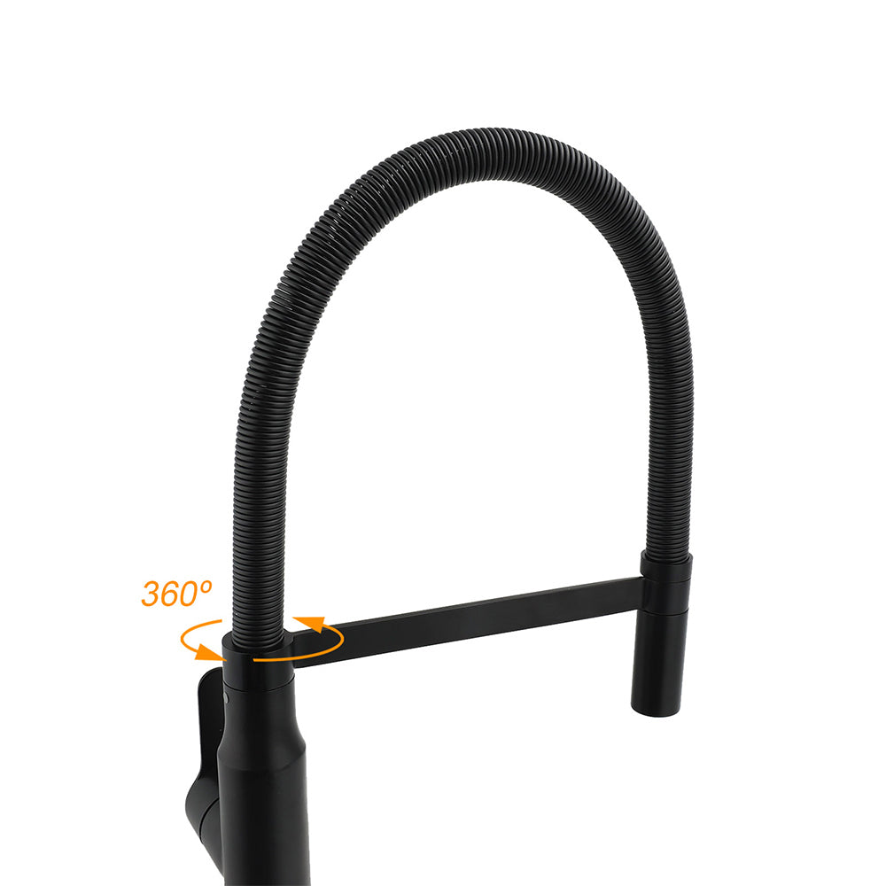 Pull Out Kitchen Mixer Tap, 360 Degree Swivel, Matte Black