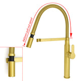 Tall Pull Out Kitchen Mixer Tap, 360 Degree Swivel, Brushed Gold