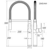 Tall Pull Out Kitchen Mixer Tap, 360 Degree Swivel, Brushed Gold