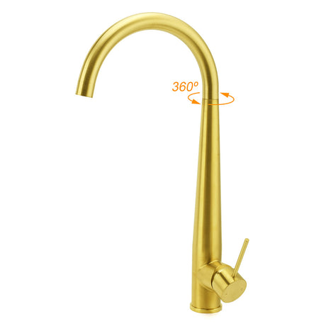 Kitchen Sink Mixer Tap with Swivel Spout, Brushed Gold