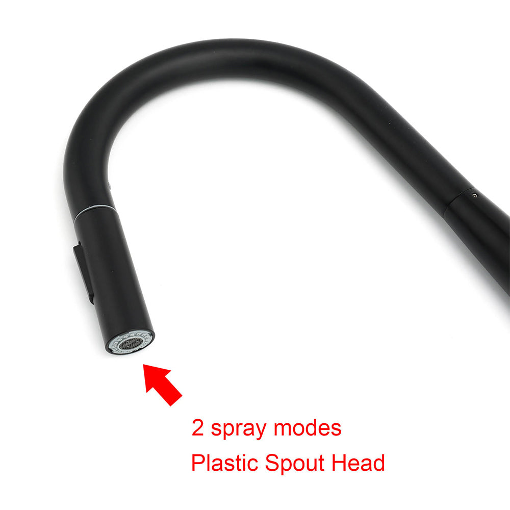 Round Pull Out Kitchen Mixer Tap with Dual Spray, Matte Black