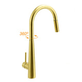 Pull Out Kitchen Mixer Tap with Two Spray Modes, Brushed Gold