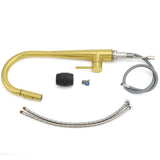 Pull Out Kitchen Mixer Tap with Two Spray Modes, Brushed Gold