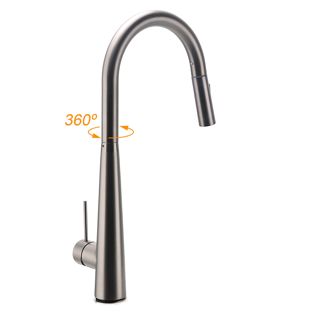 Pull Out Kitchen Mixer Tap with Two Spray Modes, Gun Metal