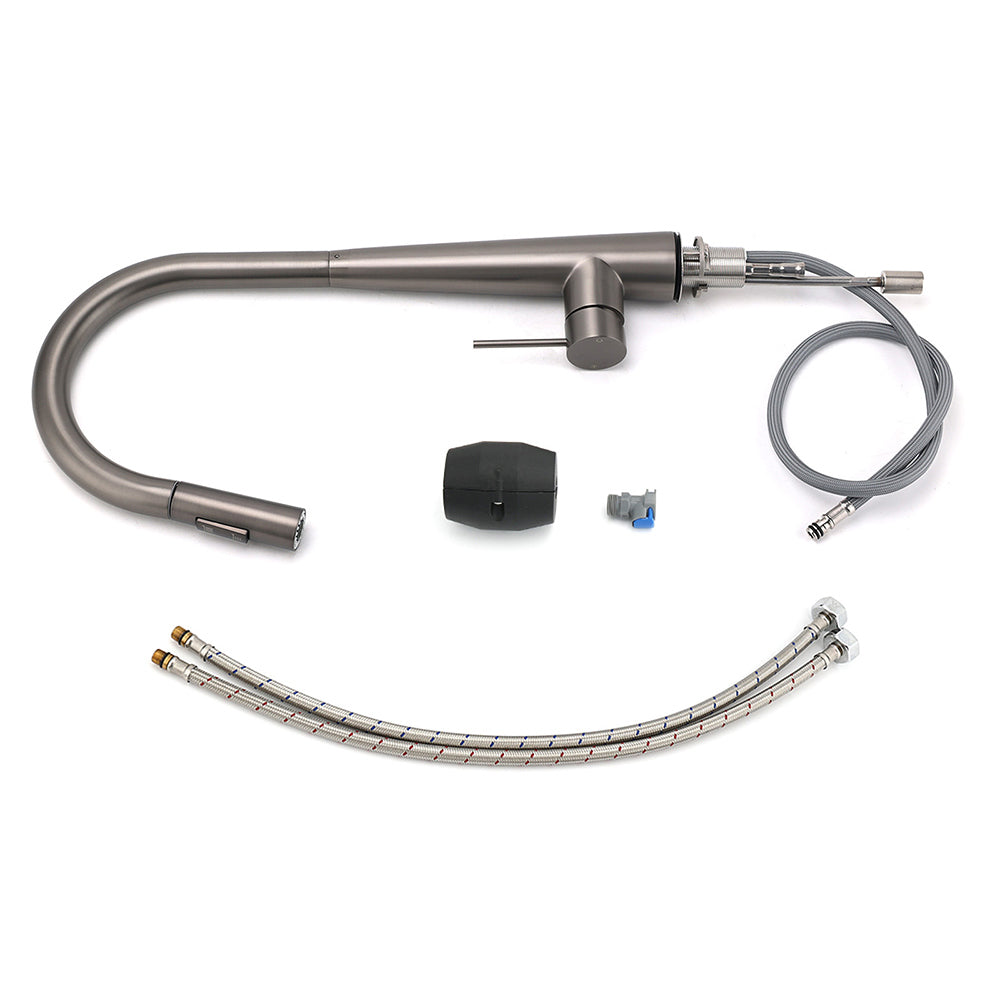 Pull Out Kitchen Mixer Tap with Two Spray Modes, Gun Metal