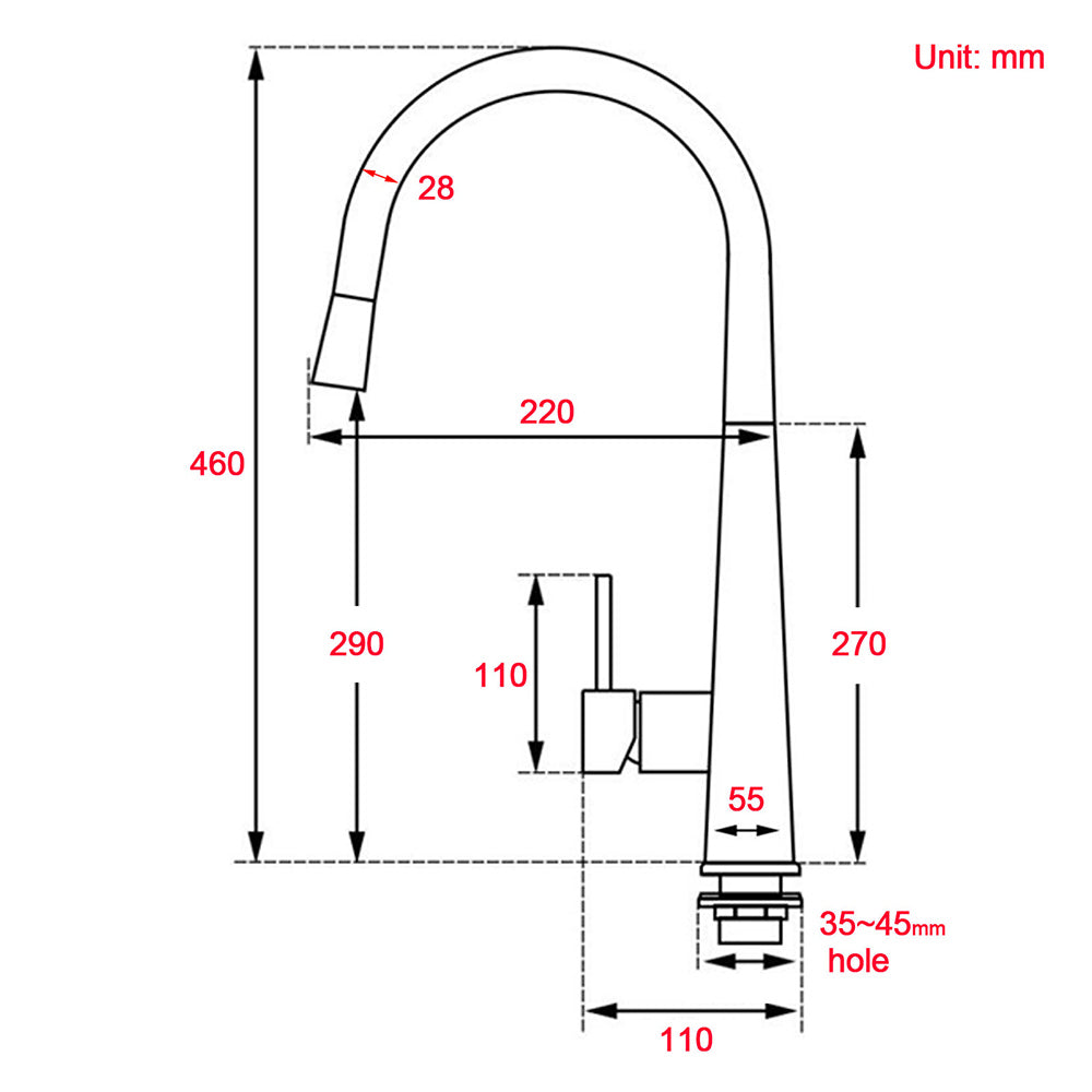 Chrome Pull Out Kitchen Sink Mixer Tap