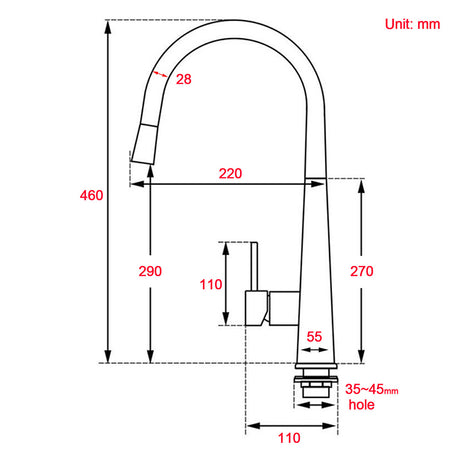 Chrome Pull Out Kitchen Sink Mixer Tap