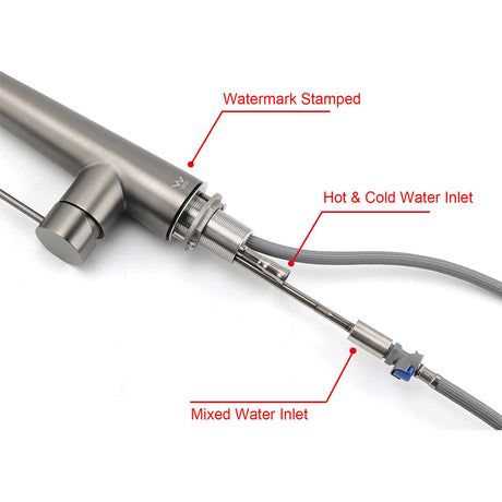 Pull Out Kitchen Mixer Tap, Flexible Spout, Gun Metal