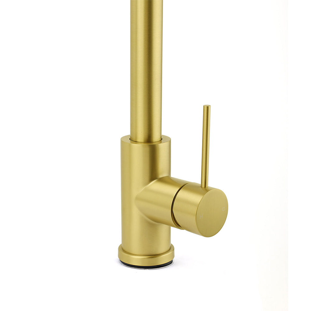 Pull Out Kitchen Mixer Tap with Dual Spray, Brushed Gold