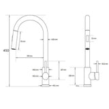 Pull Out Kitchen Mixer Tap with Dual Spray, Brushed Gold