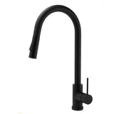 Matt Black Round Pull Out Kitchen Mixer Tap image 1