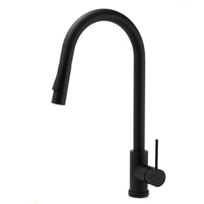 Matt Black Round Pull Out Kitchen Mixer Tap image 1