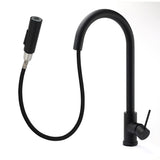 Matt Black Round Pull Out Kitchen Mixer Tap image 2