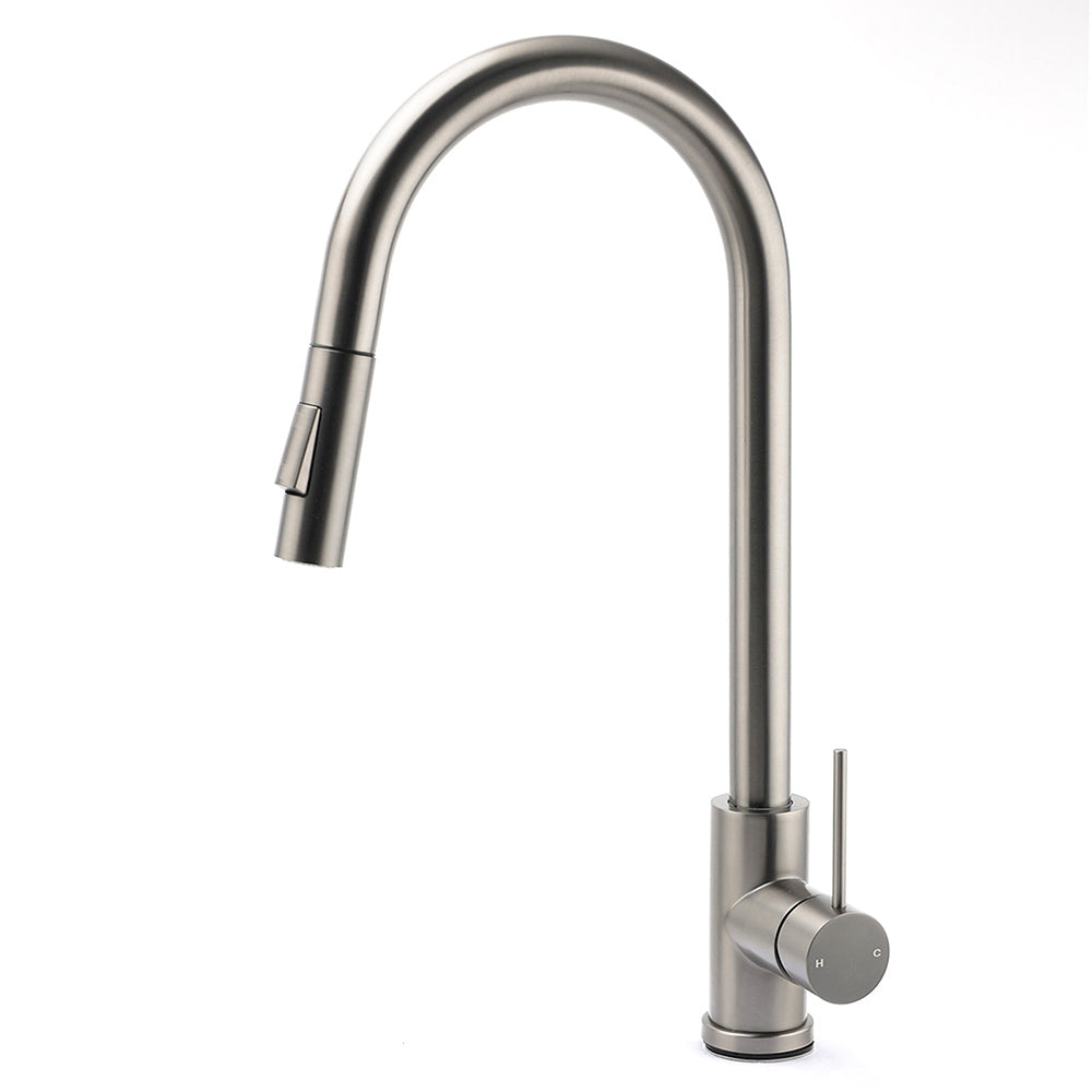 Pull Out Kitchen Mixer Tap with Dual Spray, Gunmetal Grey