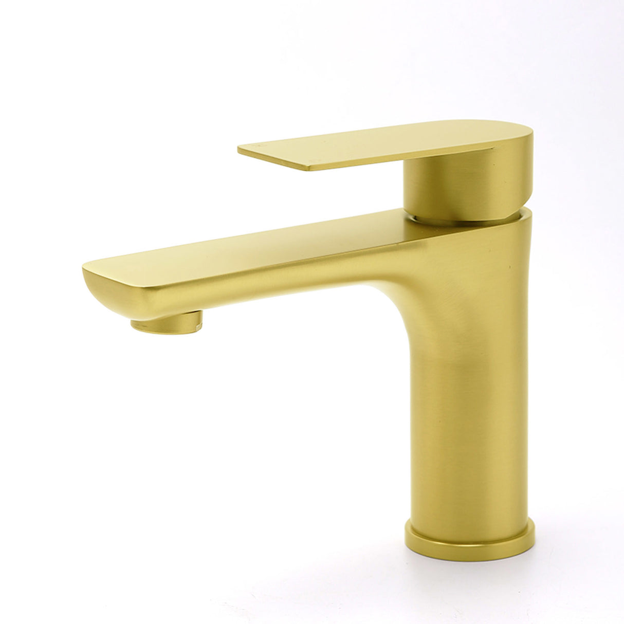 Brushed Gold Round Short Basin Mixer Tap image 1