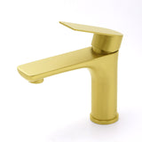 Brushed Gold Round Short Basin Mixer Tap image 2