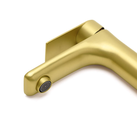 Brushed Gold Round Short Basin Mixer Tap image 5