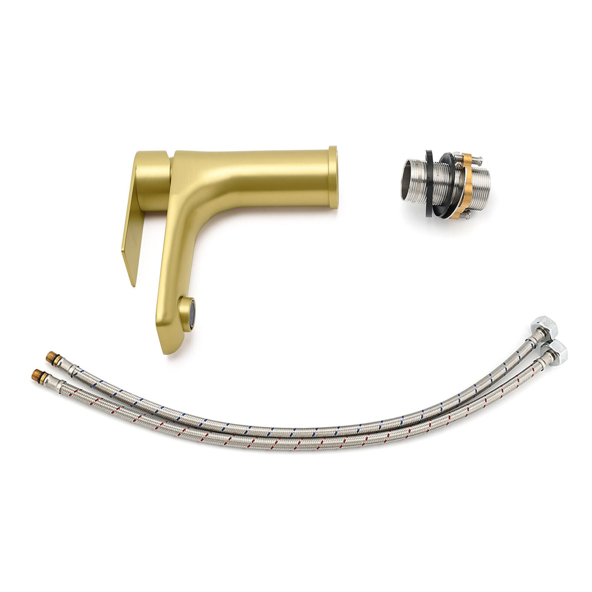 Brushed Gold Round Short Basin Mixer Tap image 7