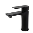 Matt black basin mixer tap with flick lever, water saving 4.5 L/min, view 1