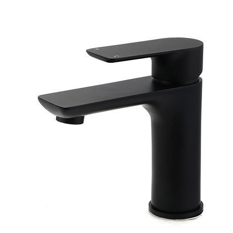 Matt black basin mixer tap with flick lever, water saving 4.5 L/min, view 1