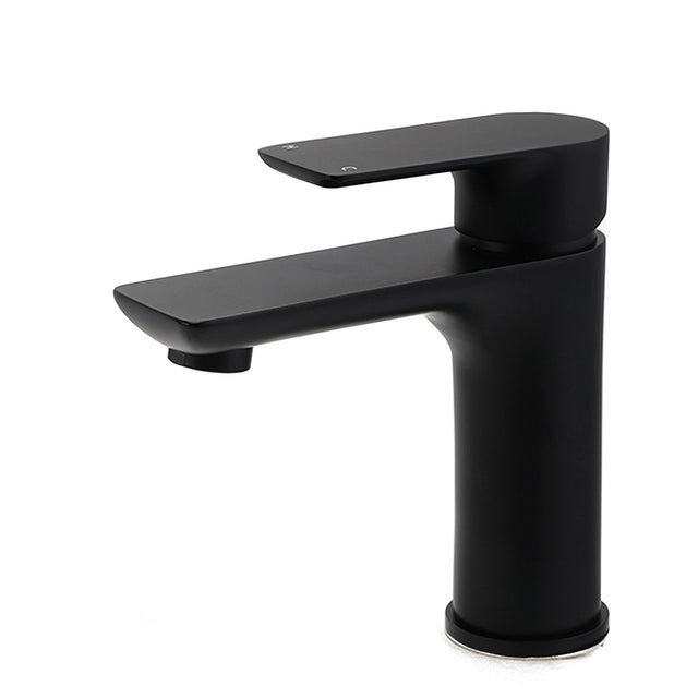 Matt black basin mixer tap with flick lever, water saving 4.5 L/min, view 1