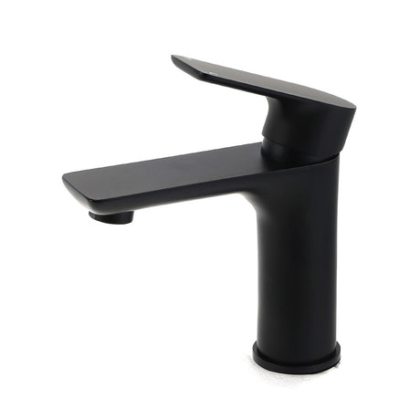 Matt black basin mixer tap with flick lever, water saving 4.5 L/min, view 2