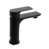 Matt black basin mixer tap with flick lever, water saving 4.5 L/min, view 3