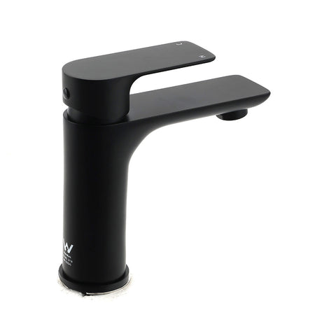 Matt black basin mixer tap with flick lever, water saving 4.5 L/min, view 3