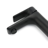 Matt black basin mixer tap with flick lever, water saving 4.5 L/min, view 4