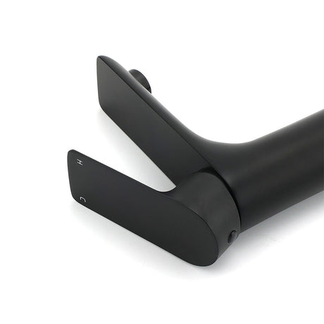 Matt black basin mixer tap with flick lever, water saving 4.5 L/min, view 5