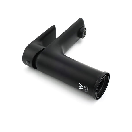 Matt black basin mixer tap with flick lever, water saving 4.5 L/min, view 6