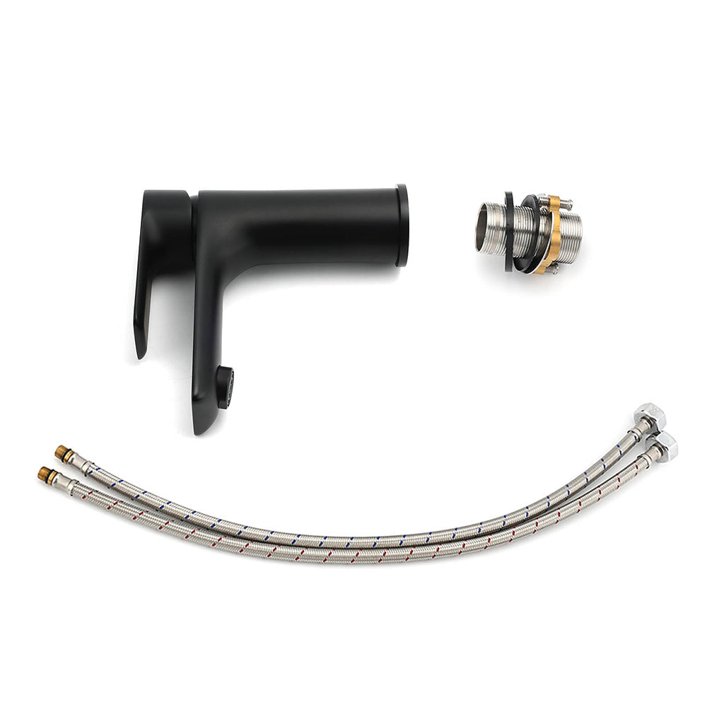 Matt black basin mixer tap with flick lever, water saving 4.5 L/min, view 7