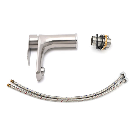 Brushed Nickel Round Basin Mixer Tap