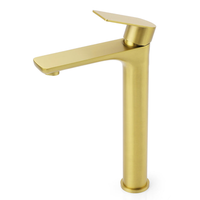 Round Tall Basin Mixer Tap, Brushed Gold