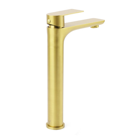 Round Tall Basin Mixer Tap, Brushed Gold