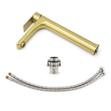 Round Tall Basin Mixer Tap, Brushed Gold