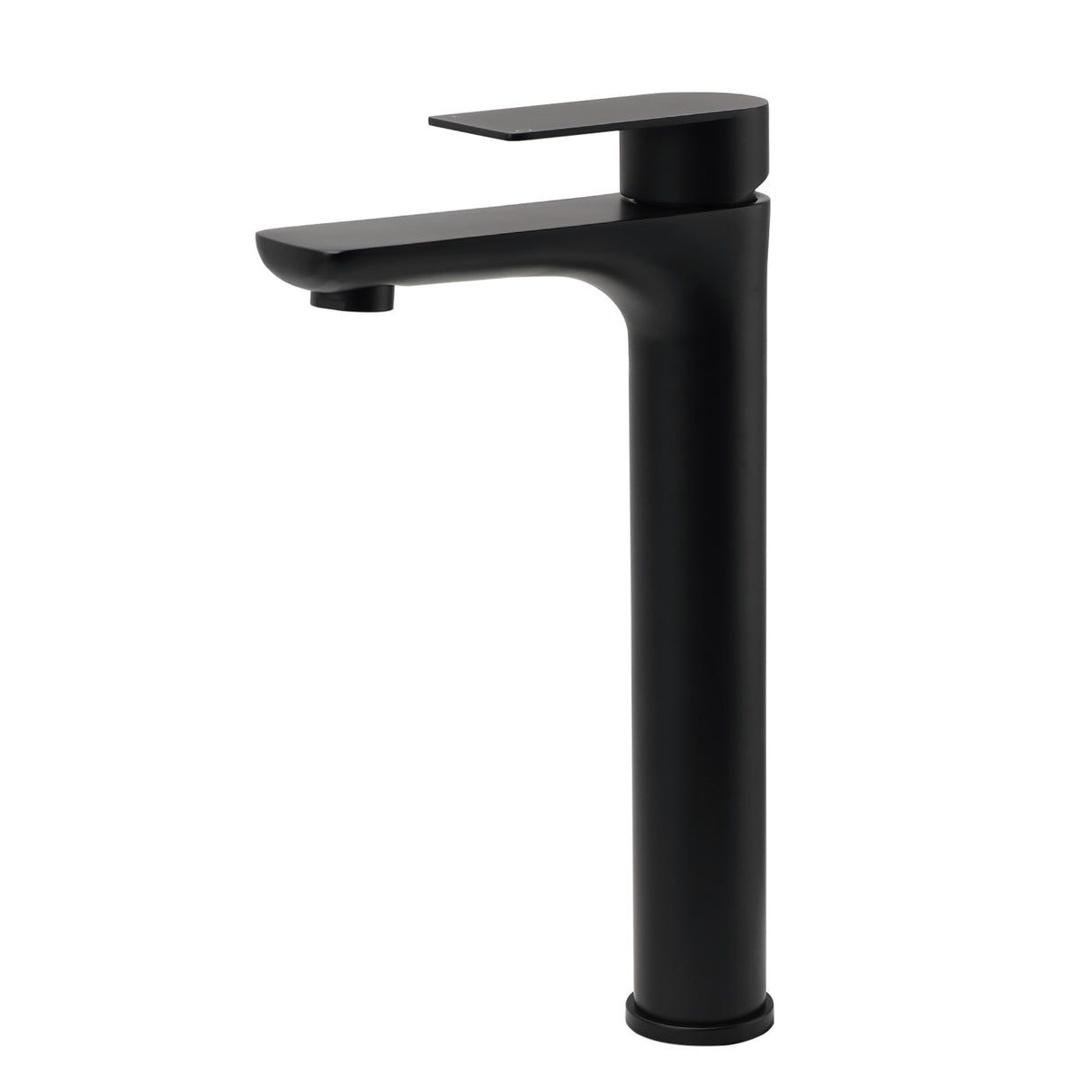 Round Tall Basin Mixer Tap, Matte Black