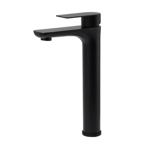 Round Tall Basin Mixer Tap, Matte Black