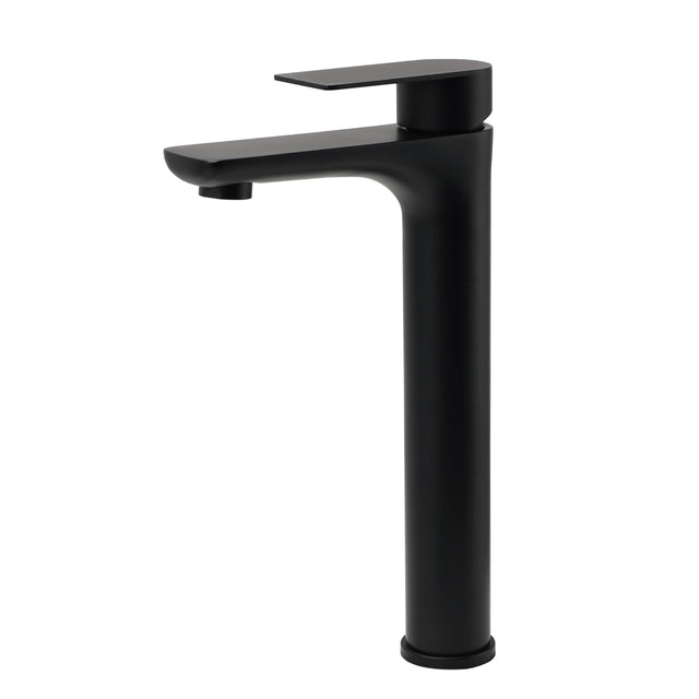 Round Tall Basin Mixer Tap, Matte Black