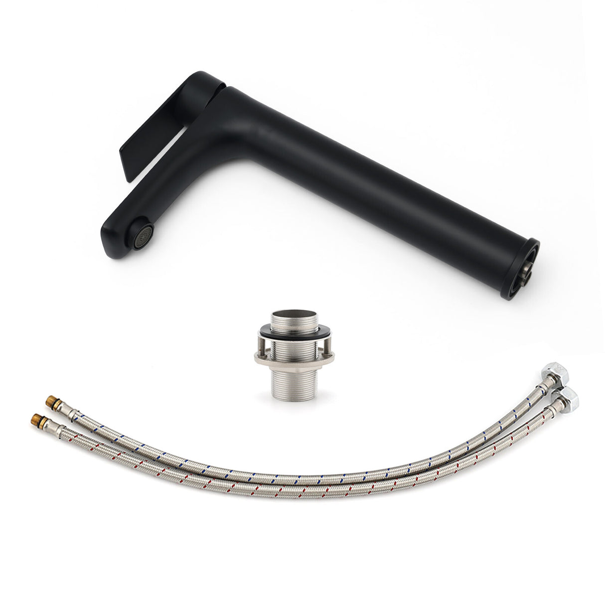 Round Tall Basin Mixer Tap, Matte Black