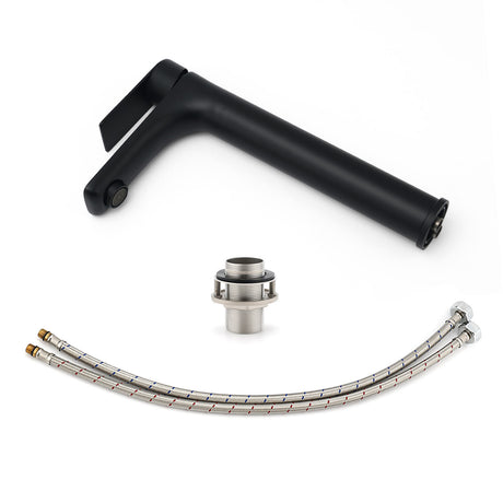 Round Tall Basin Mixer Tap, Matte Black