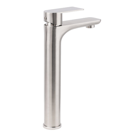 Brushed Nickel Round Tall Basin Mixer Tap image 4