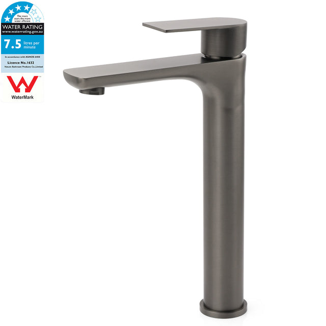 Round Tall Basin Mixer Tap, Gunmetal Grey