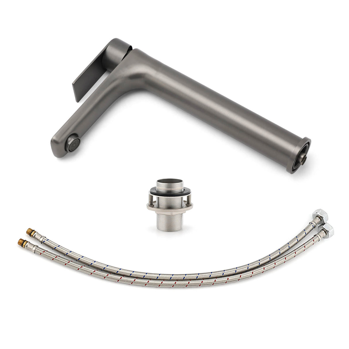 Round Tall Basin Mixer Tap, Gunmetal Grey