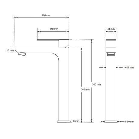 Round Tall Basin Mixer Tap, Gunmetal Grey