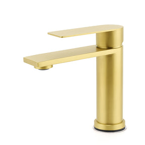 Brushed Gold Short Square Basin Mixer Tap