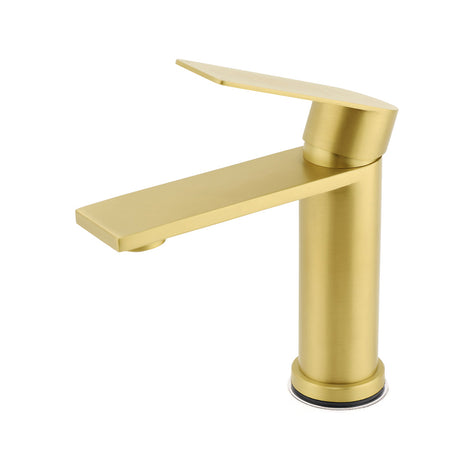 Brushed Gold Short Square Basin Mixer Tap