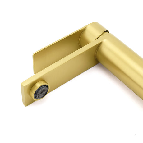 Brushed Gold Short Square Basin Mixer Tap